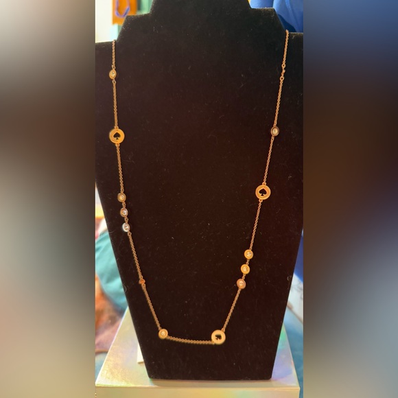 kate spade Jewelry - Kate Spade rose gold long necklace spade and gems